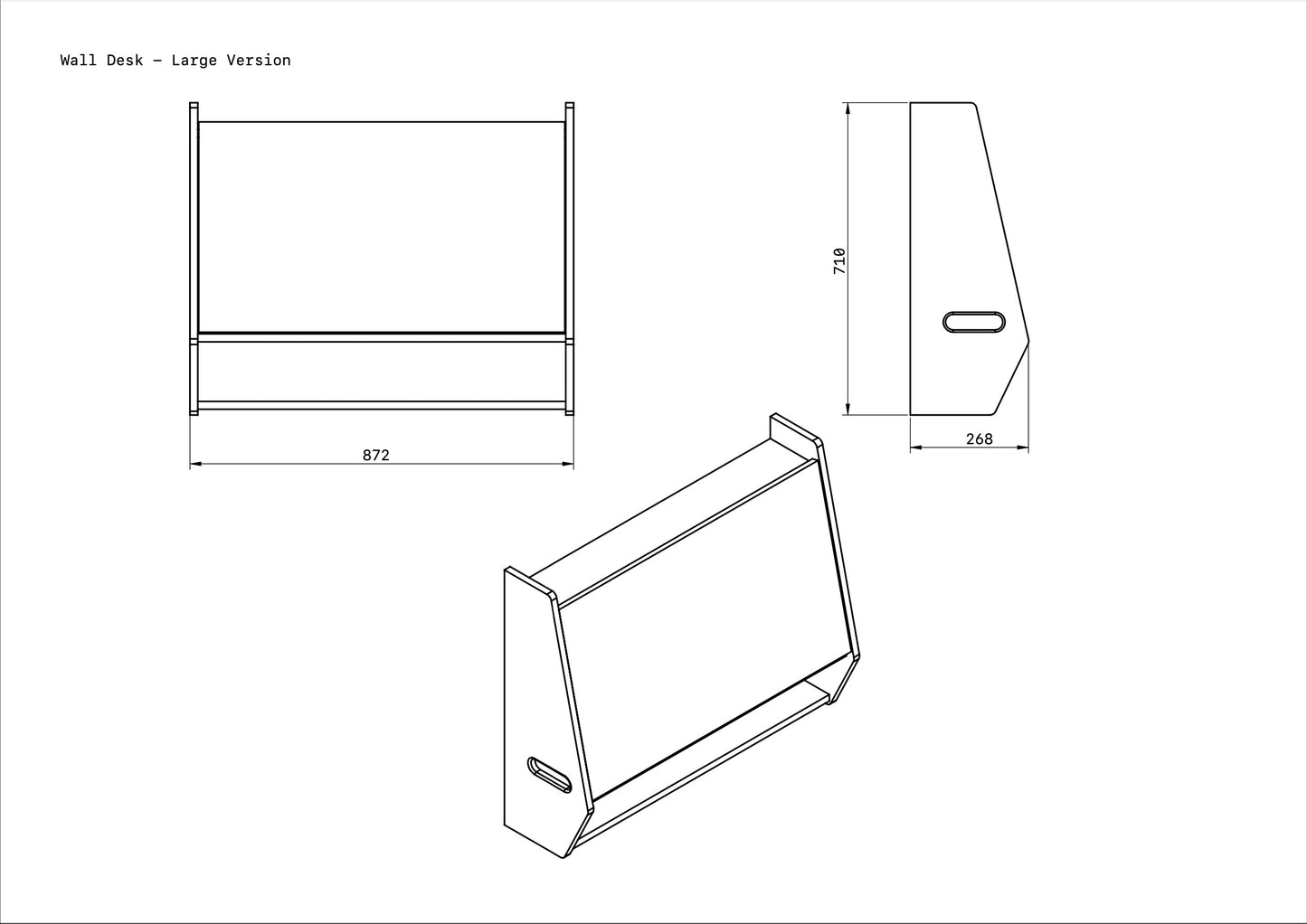Solid Oak Folding Wall Desk