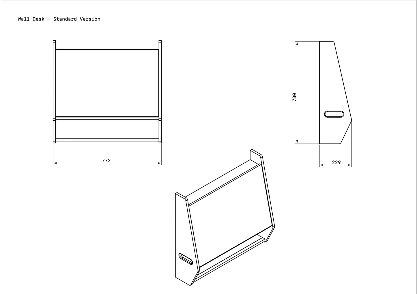 Solid Oak Folding Wall Desk