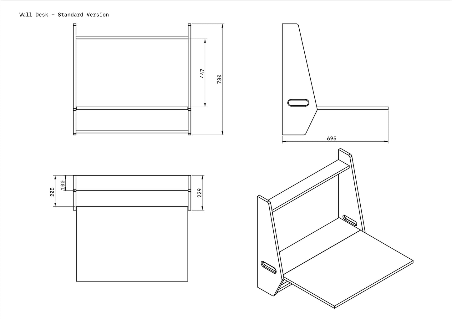 Solid Oak Folding Wall Desk
